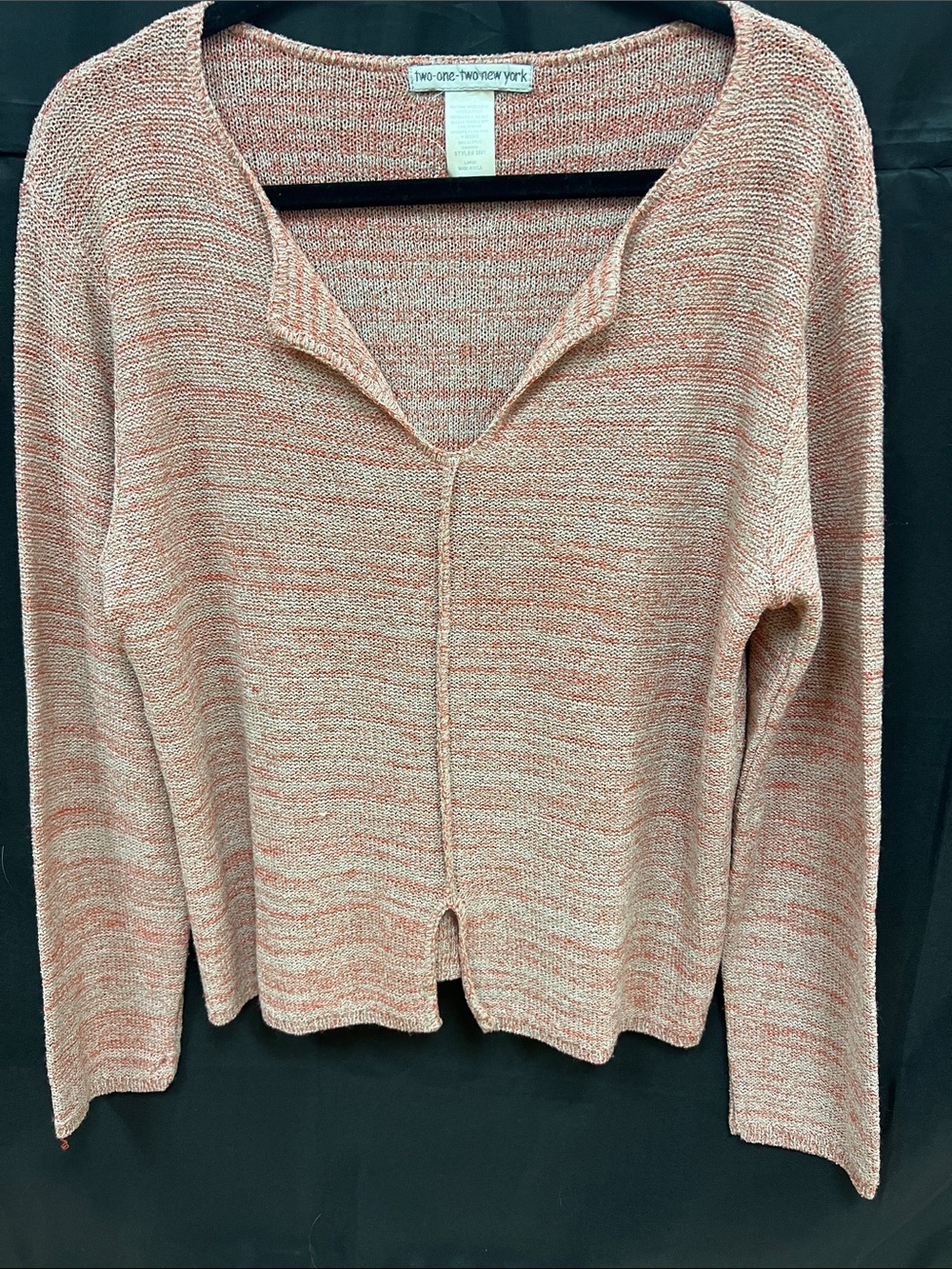 two one two new york Rust Marled V-Neck Knit Pullover SZ L easy fit !